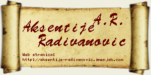 Aksentije Radivanović vizit kartica